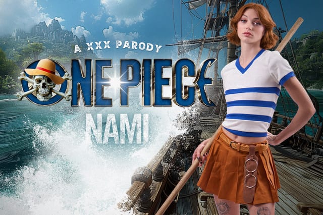 Cosplayer Shrooms Q as Nami performs a POV blowjob in VR 60 FPS premium production.