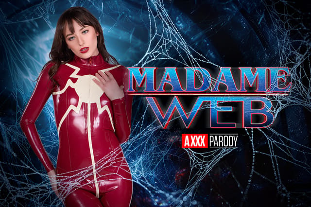 Model Lana Smalls in Madame Web cosplay performs a POV blowjob in 4K VR video.