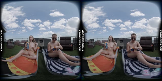 Babyhunterz With Her New Friend Kitty Kate Sunbathing Nude And Touching Under The Sun VRgoddess — photo 10