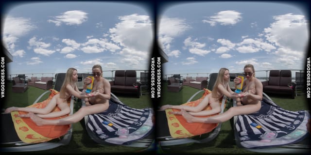 Babyhunterz With Her New Friend Kitty Kate Sunbathing Nude And Touching Under The Sun VRgoddess — photo 7