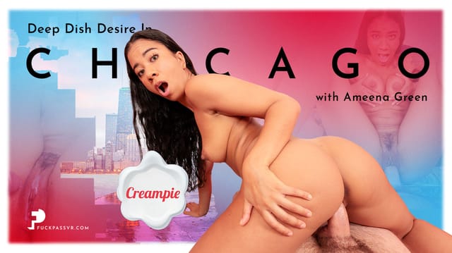 Ameena Green performs a POV blowjob in 4K resolution with 60 FPS smooth motion for this Premium VR production.